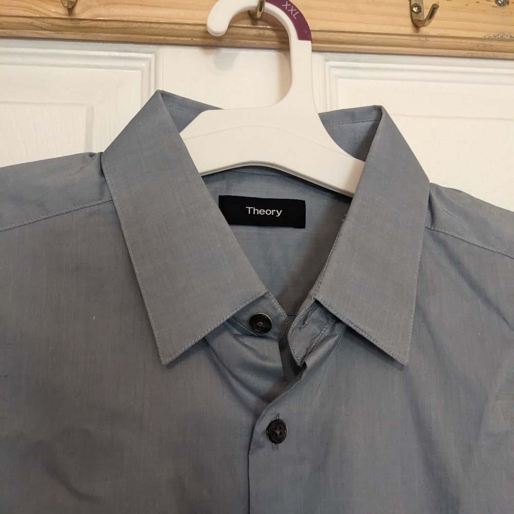 Theory Blue Button Down Shirt men's size small